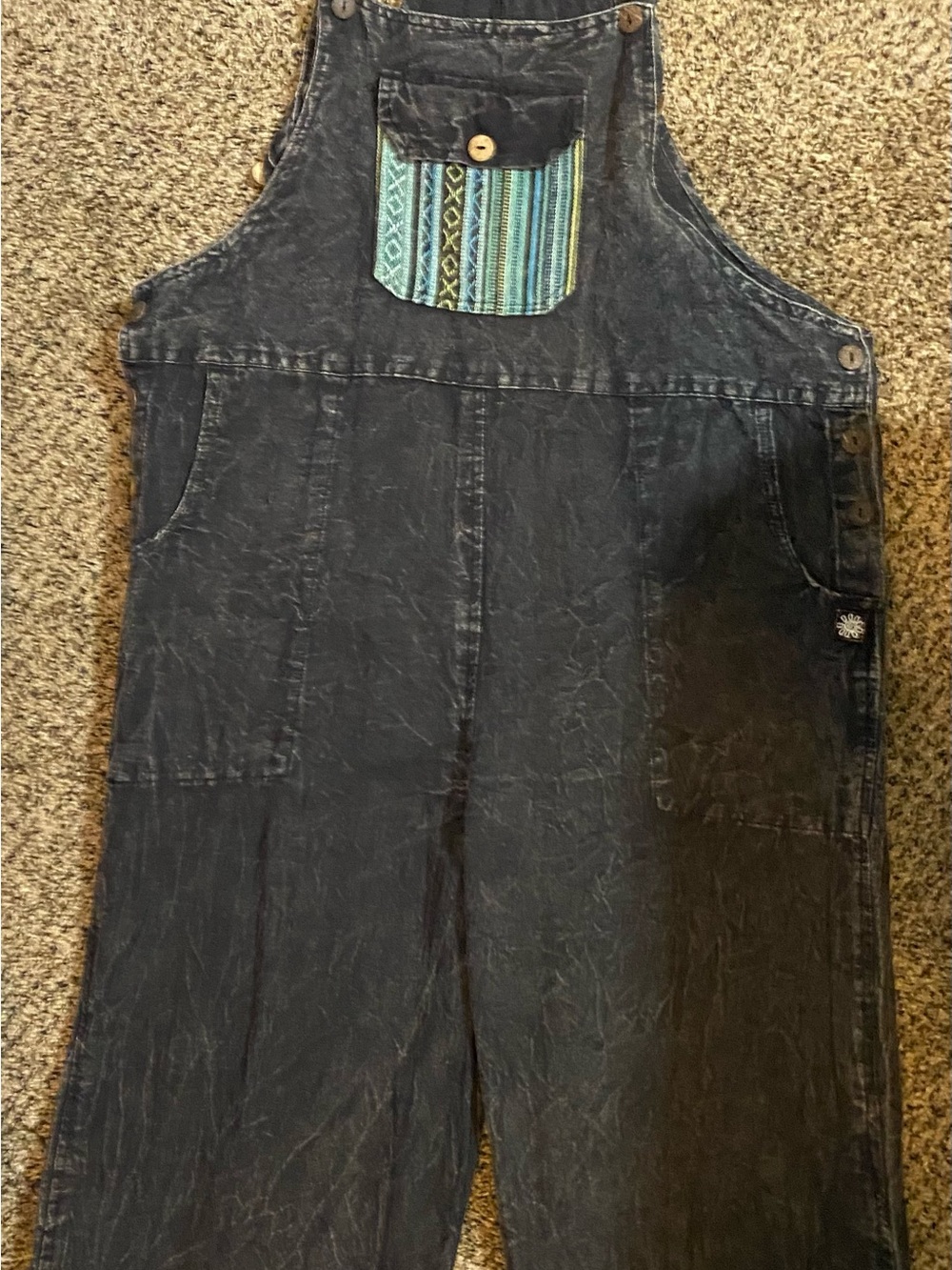 Vintage Mexicali Blues Black Washed Cropped Overalls